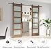FREDBECK Double 24 x 84 inch Glass Barn Doors 48inch Barn Door with 8FT Hardware Kit & Handle Included,5-Panel Frosted Glass,LVL Wood Panel,Water-Proof PVC Surface,Pre-Drilled Holes,Need Assembly
