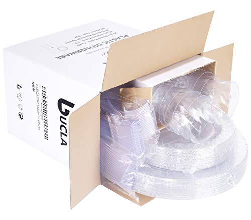Bucla 20Guest Clear Plastic Plates With Clear Plastic Cutlery-Clear Plastic Tableware Include 20Dinner Plates, 20Dessert Plates, 20Clear Cups, 20Clear Disposable Silverware-Ideal For Parties& Weddings #TOP4