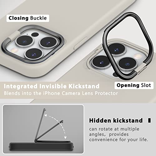Inbeage Silicone Stand Case For Iphone 14 Pro Max Case,With Screen Protector+Camera Lens Protector,[Built-In Nfc Chip] [Compatible With Magsafe] Shockproof Drop Protection,Kickstand Cover,6.7"(Stone) #TOP2