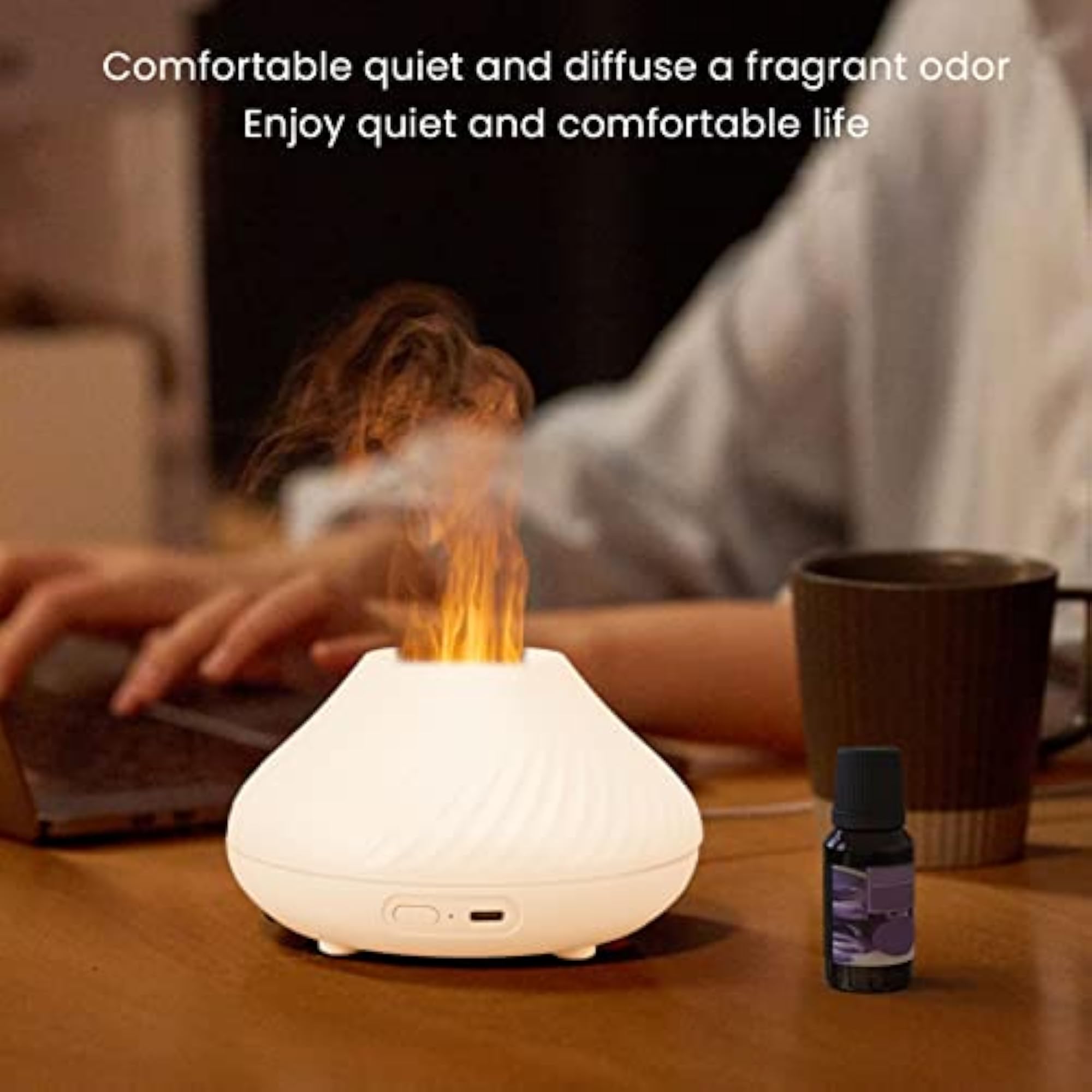 Ubersweet Flame Mist Humidifier, Noiseless Aromatherapy Diffuser