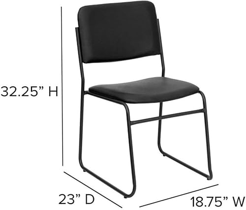Miniatura 3 de Scranton & Co Silla apilable de piel sintética con base de trineo en negro
