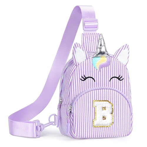 Image of YOOLIFE Initial Fanny Pack for Girls Sling Bag Kids Purse Gifts, Purple B
