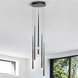 umeiluce Modern Chandelier 6 Lights LED Pendant Hanging Ceiling Fixture with Triac Dimmable Metal Black for Living Dining Room Bedroom Kitchen Stairs Bar Lamp