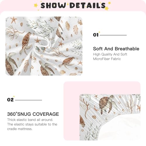 Image of Burbuja Ocean Turtle Crib Sheet for Boys Girls, Fitted Crib Sheet 28 x 52 in for Standard Crib & Toddler Bed Mattresses, Soft & Breathable