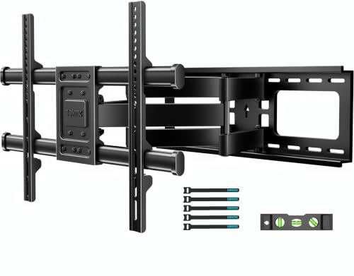 Image of BONTEC Full Motion TV Wall Mount for 37-90 Inch TVs, Heavy Duty Swivel Tilt | Hold up to 132lbs, Articulating Dual Arm Wall Mount TV Bracket, Max VESA 600x400mm, Fits 24 inch Wood Studs