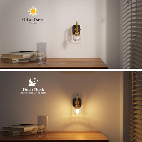 Image of JandCase Night Light, Night Lights Plug into Wall, Glass LED Nightlight | 0-100LM Dimmable Flower Nightlights, Dusk to Dawn Sensor, 1W Vintage Pumpkin Nite Light for Bathroom Hallway Decor, 1 Pack