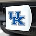 FANMATS 43604 University of Kentucky Color Hitch Cover - White with Metal Chrome 3D Logo Emblem – Easy Installation on Truck, SUV, Car - Ideal Gift for Die Hard NCAA Fan
