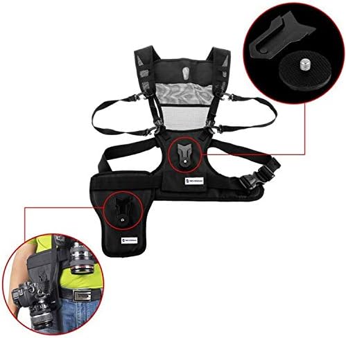 Micnova MQ-MSP01 Multi Camera Carrying Chest Harness System Vest with Side Holster & Cleaning Cloth for Canon 6D 600D 5D2 5D3 Nikon D90 Sony A7S A7R A7S2 Panasonic Olympus DSLR Cameras