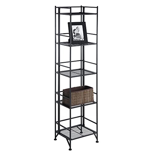 Image of Convenience Concepts Xtra Storage Shelves - 5-Tier Folding Metal Storage Shelves, Closet Organizer for Office, Laundry Room, Bedroom, Garage, Kitchen, Bathroom, Black