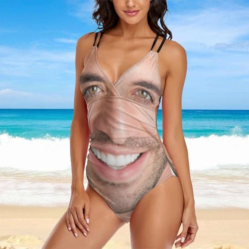 Custom Bathing Suit with Husband Face for Women One Piece Personalized Funny Bikini Suit Swimsuit Swimwear2