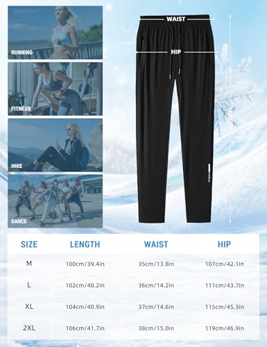 Image of Venzina Women's Lightweight Quick-Dry Icy Cool Straight Pants with Ankle Print, Athletic Breathable 4-Way Stretch Trousers for Gym, Running, Yoga & Casual Wear M-XXL