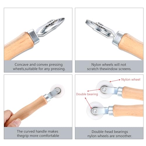 Werkzeug Einzieher Einroller für Keder Fliegengitter Kederwerkzeug Spline Roller, Werkzeug Einzieher Einroller für Keder Gummischnur, Doppelrad Kedereinroller Dichtungseinroller für Fenster