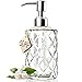 JASAI Diamond Design 12 Oz Glass Soap Dispenser, Kitchen Soap Dispenser with 304 Rust Proof Stainless Steel Pump, Bathroom Soap Dispenser for Hand Soap, Soap, Lotion(Clear)