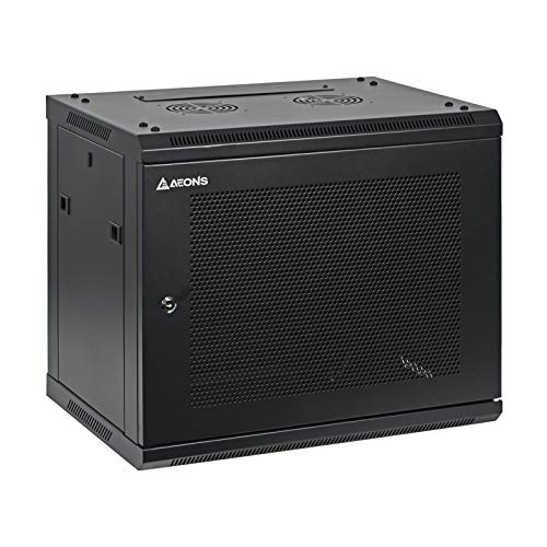 9U Professional Wall Mount Network Server Cabinet Enclosure 19-Inch Server Network Rack Meshed Door 16-Inches Deep Black