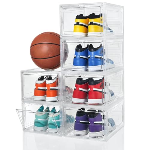 ZLLZUU 6-Pack Clear Drop-Front Shoe Storage Boxes