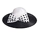 Women's Dress Hats Wide Brimmed Hat Big Bowknot Church Hats for Women Fedora Fashionable Beach Bowler Cap White/Black