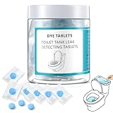 Demissle Toilet Leak Detection Tablets, 30 Pcs Blue Bowl Dye Tablets with Storage Bottle, Detect Silent Tank Leaks, Water Tracer Dye for Bathroom Toilets Detection
