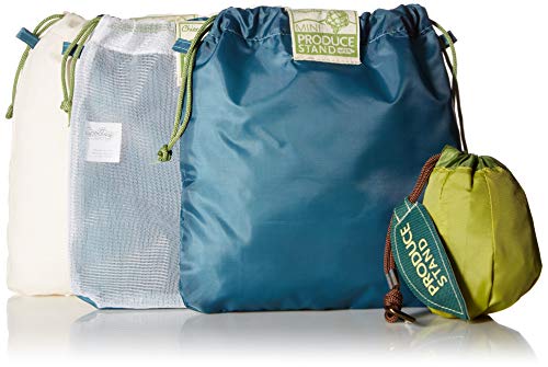 ChicoBag Reusable Mini Produce Stand Collection Shopping Tote - rePETe, rePETe Mesh & Hemp-Cotton Reusable Produce Bags with Pouch (Set of 3)