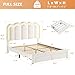 Full Upholstered LED Bed Frame with 2 Storage Drawers and Adjustable Chic Double Wavy Headboard, Velvet Princess Platform Bed with Charing Station, Solid Wood Slats Support,No Box Spring Needed,Beige