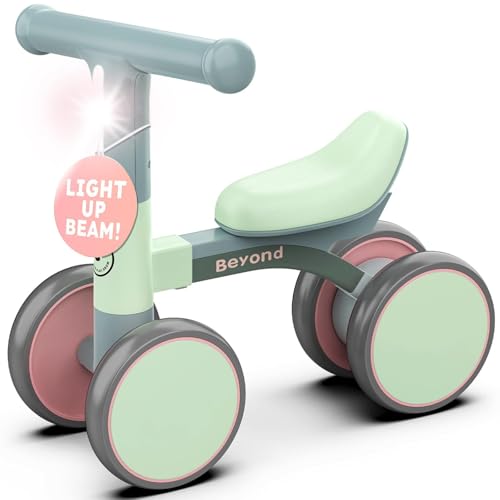 Balance Bike with Headlight- Lightweight & Modern Design | Toys for 1 Year Old Boy & Girl- Safe, Easy Build Toddler Bike, First Birthday Gift- Baby Toys 12-18 Months, Non-Slip Wheels, Parent-Approved