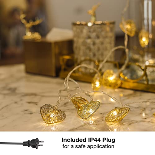 Cozyhome – 5,5Yd Gold Heart String Lights Plug Remote Operated | Valentines Day Lights String | Valentine Lights Decorations | Fairy Hearts Shaped Light Up Décor | Outdoor Led String Lights Bedroom #TOP1