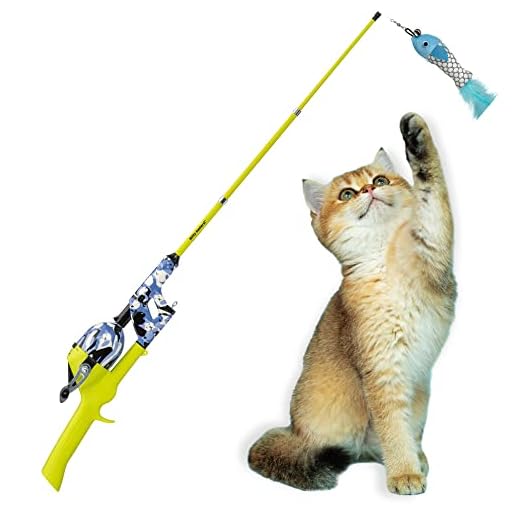 Kid Casters Cat Caster Fishing Pole Toy for Cats, Cat Camo