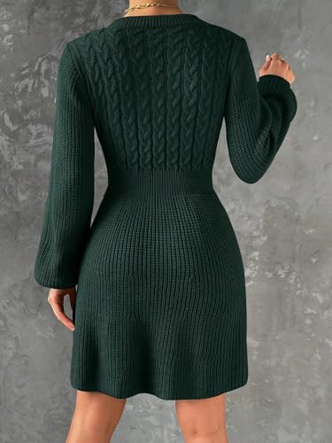winter dresses for women Knit Lantern Sleeve Sweater Dress2