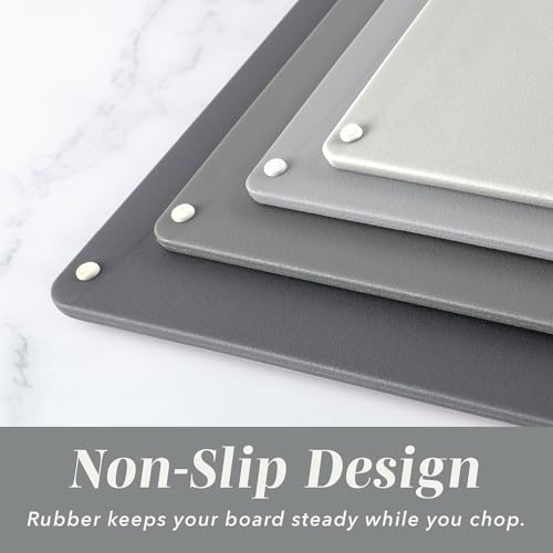 COOK WITH COLOR Non-Slip Cutting Board Set – Kitchen Essentials with Easy Grip Handle for Meat, Veggies, and Fruits, 4 Cutting Boards, Gray-New by COOK WITH COLOR - Image 3