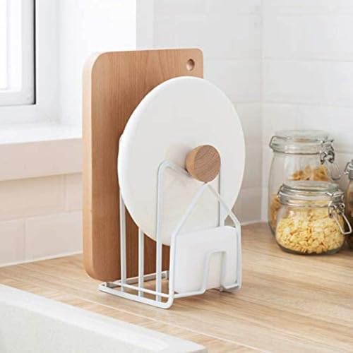 Image of Countertop Dish Rack & Plate Stand - 4-Compartment Iron Dish Drying Rack, Space-Saving White Kitchen Organizer (6 x 9 x 9.25 Inches)