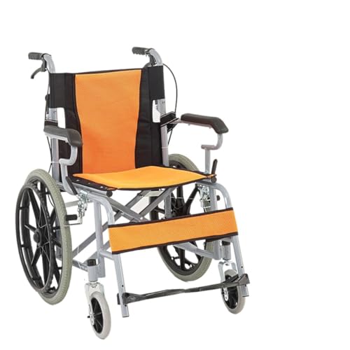 【Yecox】 車椅子 軽量車椅子 介助型車椅子 介護用品 折りたたみ 背折れタイプ 高耐荷重 100kg 透気性(イエロー)