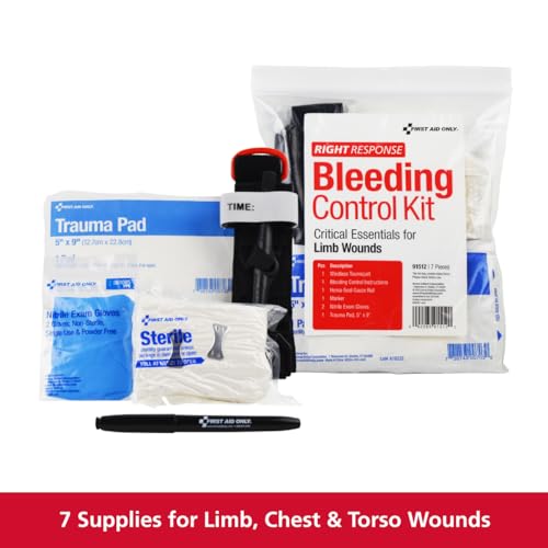 Image of First Aid Only 91512 Critical Essentials Bleeding Control Kit for Limb Wounds, 7 Pieces, Pack of 6