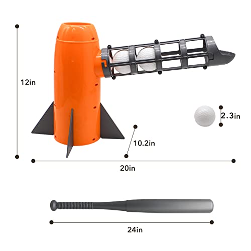 Kusarko Kids Baseball Automatic Pitching Machine Toy Set With 5 Softball And Bat For Boys Girls Outdoor Sports, Birthday Gifts For Children Age 6 + Years Old #TOP4