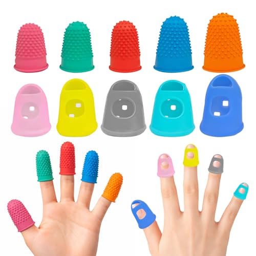 30 pcs Rubber Thimble, Rubber Finger Tips, Office thimbles for Hand Embroidery, Cutting, Knitting & Counting, dedos de silicona para las Manos, dedales para Coser，Thumb Thimble in 5 Sizes and Colors