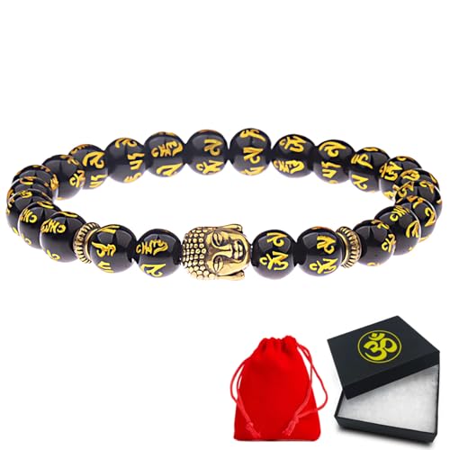 Lista de Omnia Amethyste que Puedes Comprar On-line. 39 Pulsera Onix Om Mani Padme Hum Charm Buda Piedra Natural Chacras, Yoga, Meditación, Reiki, Pulsera Elástica, Cuentas 8 milímetros, Pulsera para Hombre y Mujer.