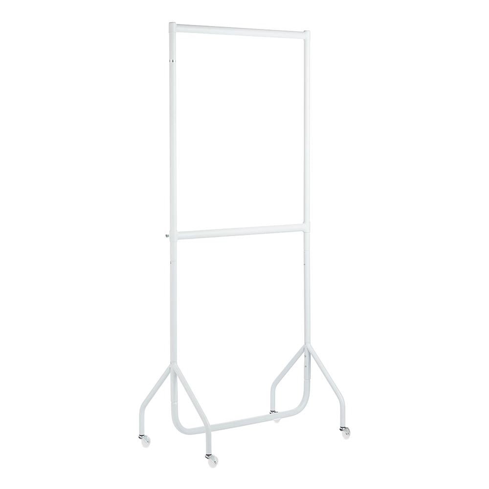 Shopfitting Warehouse Two Tier Heavy Duty Clothes Rail Double Garment Rack Steel White 3ft wide