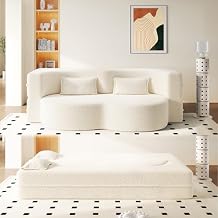 Convertible Folding Sofa Bed, 2-in-1 Full Size Floor Boneless Couch Bed, Loveseat Sleeper Couch, Teddy Floor Sofa, Memory Foam Sleeper SofaBed, Small couches for Small Spaces, No Assembly