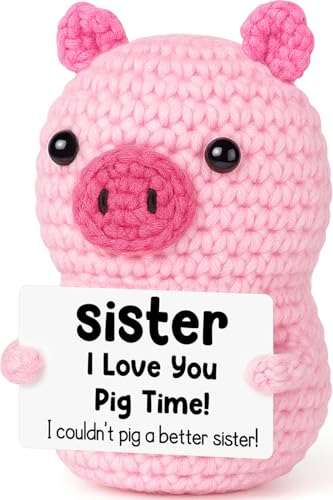 GevGuxLuo Sister Birthday Gifts from Sister Handmade Mini Funny Pink Pig