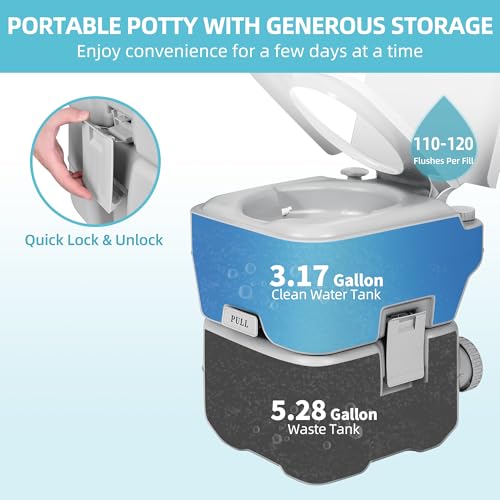 YITAMOTOR Portable Camping Toilet, RV Travel composting toilet with 20L Detachable Waste Tank, Double Water Spouts, Portable Toilet for Camping, Hiking - Image 3