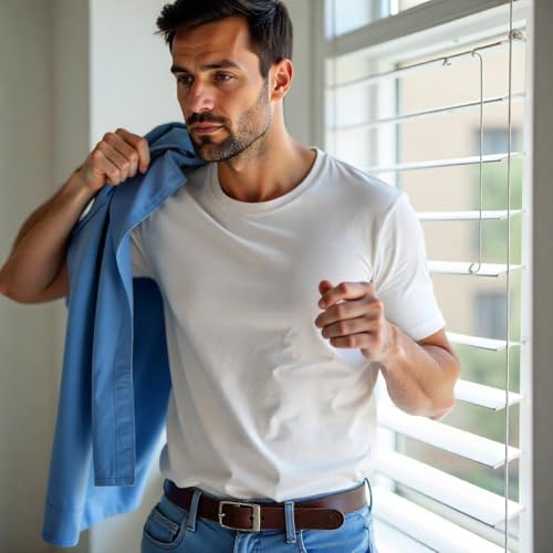 JOE BOXER White Undershirts for Men Pack of 4, Men's T-Shirts 4-Pack, Tag Free, Breathable Cotton-Poly Knit2