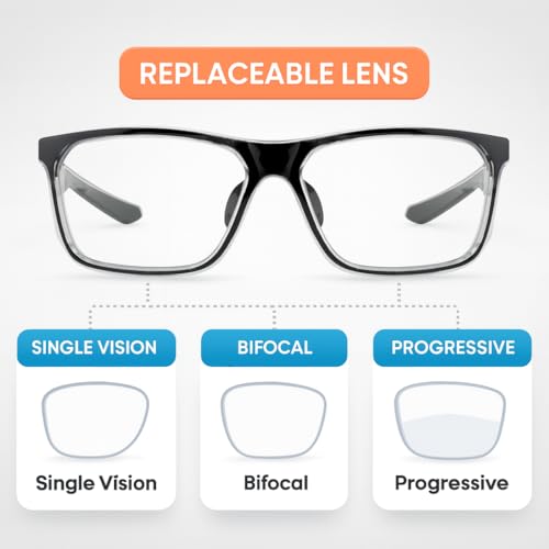 Image of FAMOUS Prescription safety eyeglass frames for men and women polycarbonate material with zero power lens with clear side shield