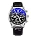 Produktbild Rrunzfon 1pc der Männer Quarz-Uhr-Pu Lederarmbanduhr Luxury Blue Ray Glasuhr Premium-Armbanduhr Vater Boyfriend (Schwarze Band mit schwarzem Ziffernblatt) für Männer