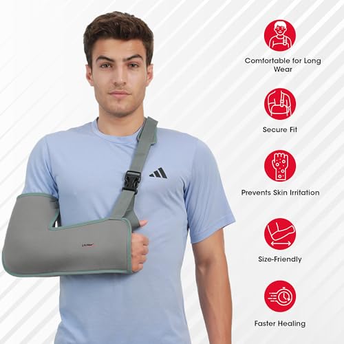 Image of LifeWear Arm Sling Tropical Shoulder Support for Fracture, Immobilizes Shoulder Joint and Prevents Dislocation, Cushion Padding, Aid for Soft Tissue Injury and Post-plaster Cast, For Men and Women, Size (S)