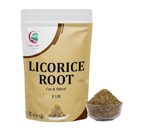 Licorice Root 1 LB Cut and Sifted 100% Pure & Natural Dried Licorice Root Premium Quality Ideal for Tea Herbal Blends and Wellness Uses - By Yogis Gift