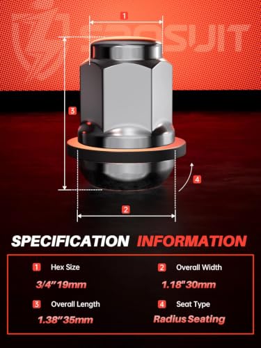 Image of Sposuit M12x1.5 OEM Lug Nuts - Replacement for 2006-2024 Honda Civic, 2003-2024 Accord, 1997-2024 CR-V, 2016-2024 HR-V - Radius Mag Seat with Detachable Plastic Washer Tire Lug Nuts(20 Pcs)