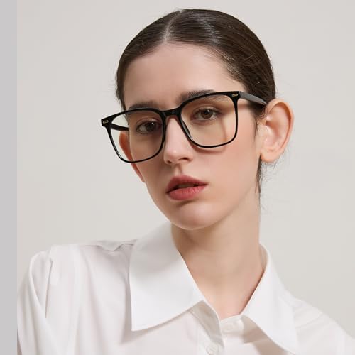 Image of Oversized Square Blue Light Blocking Glasses for Women Men, Anti-Fatigue Computer Monitor Glasses Reduce Eye Strain