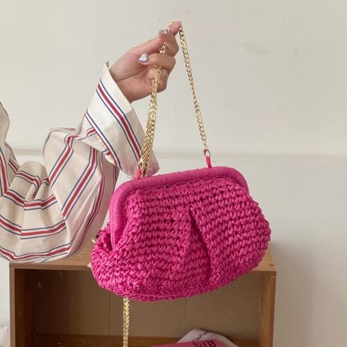 Image of Afashor Straw Clutch Purse for Women Summer Beach Woven Evening Bag Dumpling Casual Shoulder Handbag