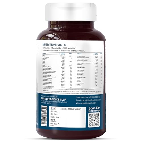 Image of Bliss Welness Teenage Girl Multivitamin With Vitamin, Minerals, Calcium Magnesium Zinc, Aloe Vera Extract, Bamboo and Grapeseed Extract For Immunity, Hair Skin Nails, Bone & Joint Health - 60 Tablets