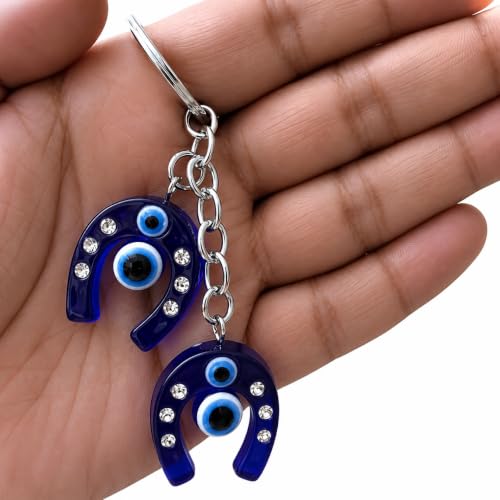 Image of GJ Premium Turkish Evil Eye Keychain for Car, Bike & Home | Nazar Protection Keychain, Good Luck Charm | Spiritual Metal Key chain for Men & Women