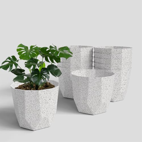 Image of YUCCABE ITALIA SHERA Hexa Plastic Planter Pot for Plants | Decorative Flower Pot | UV Protected Lightweight Indoor Outdoor Gamla for Home Decor, Balcony, Garden & Living Room