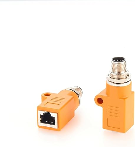 Miniatura 10 de Adaptador de mamparo M12 a RJ45 impermeable M12 D Code 4 Pin hembra a RJ45 Jack ángulo recto negro